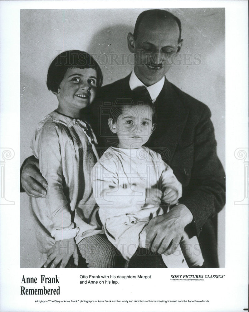 1996 Press Photo Copy Otto Frank And His Daughters In Anne Frank Remembered - Historic Images