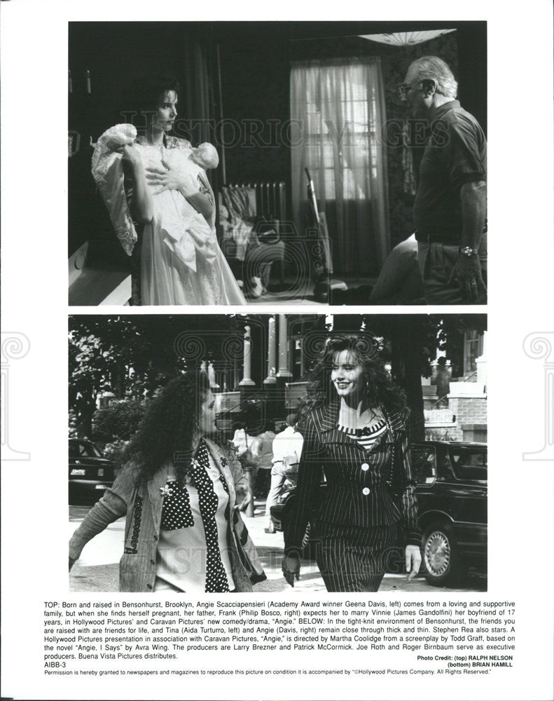 Press Photo 2 Pics Of Geena Davis/James Gandolfini And Aida Turturo-Angie I Say - Historic Images