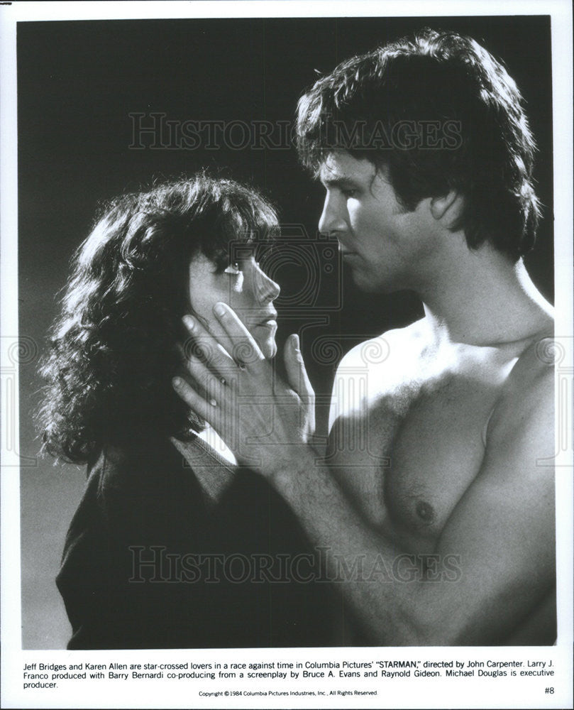 1984 Press Photo Jeff Bridges and Karen Allen star in Starman. - Historic Images