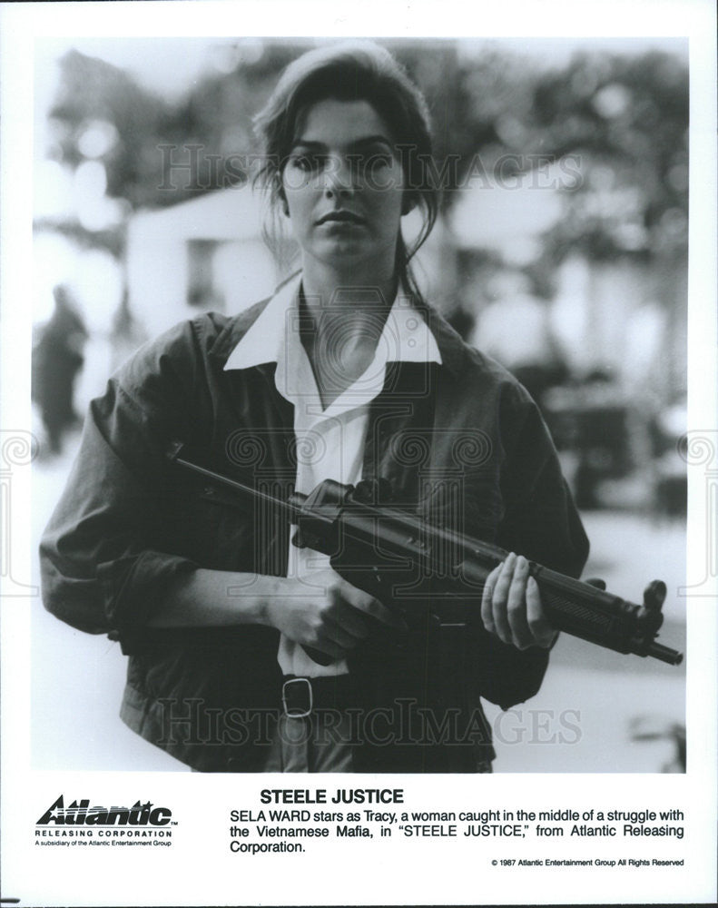 1987 Press Photo Sela Ward stars in Steele Justice. - Historic Images