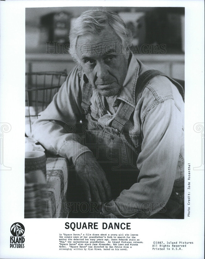 1987 Press Photo Jason Robards Actor Square Dance - Historic Images