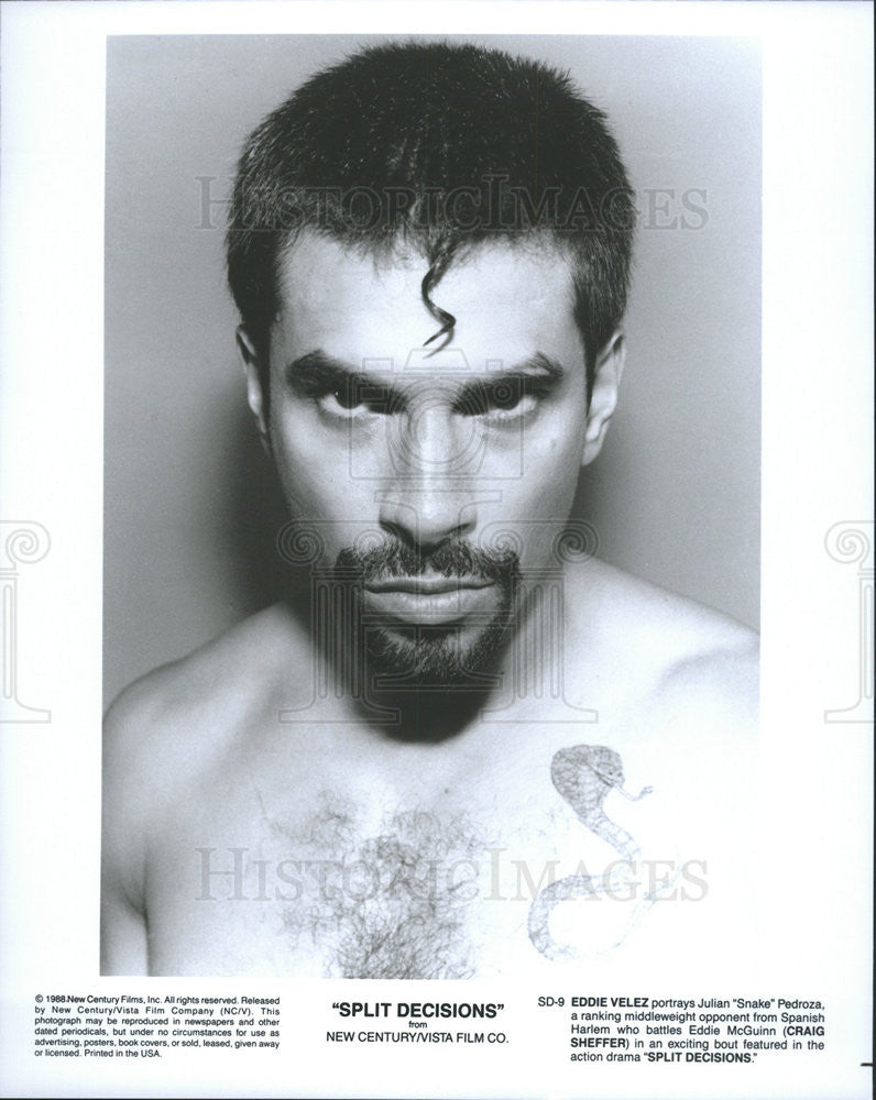 1988 Press Photo Eddie Velez Actor Split Decisions - Historic Images