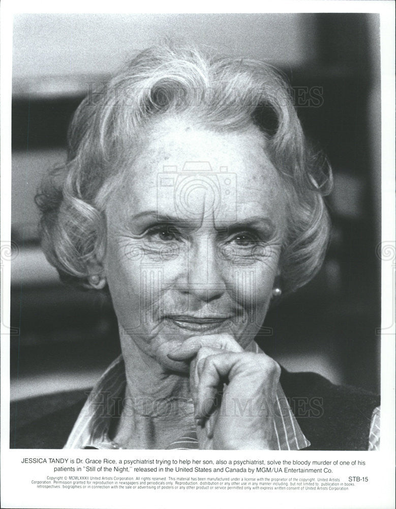 1982 Press Photo Jessica Tandy Actress Still Night - Historic Images