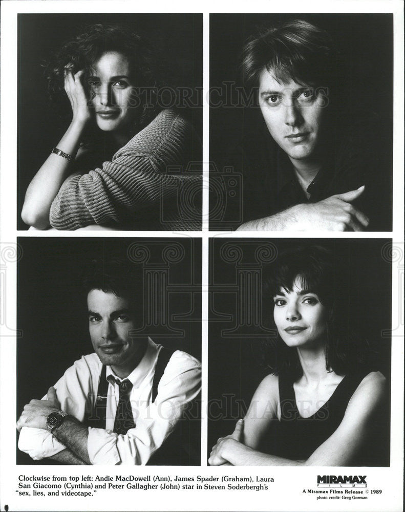 1989 Press Photo Actors Andie MacDowell, James Spader, Laura San Giacoma - Historic Images