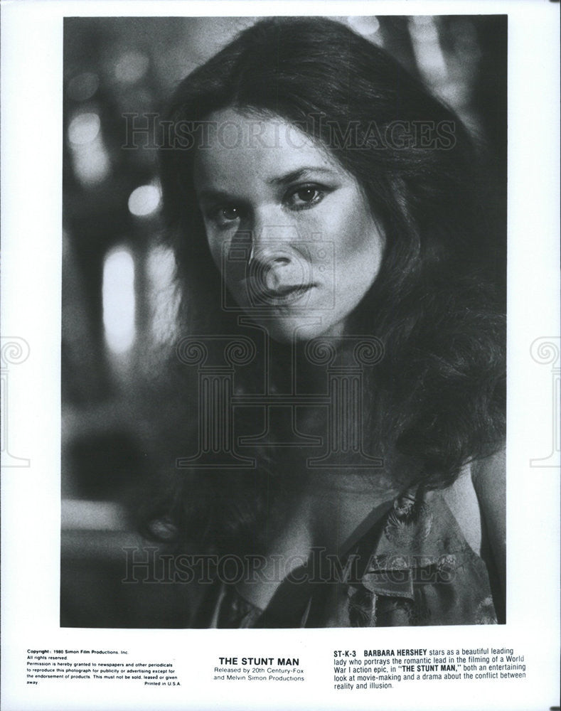 1980 Press Photo Barbara Hershey Actress Stunt Man - Historic Images