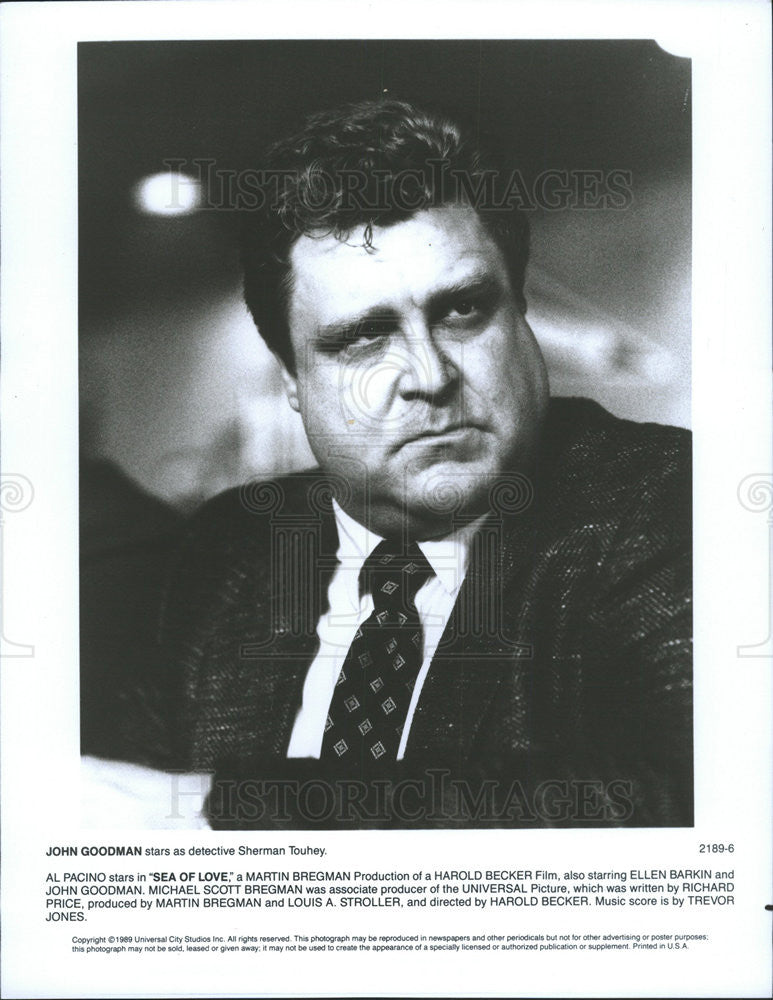 1989 Press Photo Copy John Goodman As Detective Sherman Touhey In Sea Of Love - Historic Images
