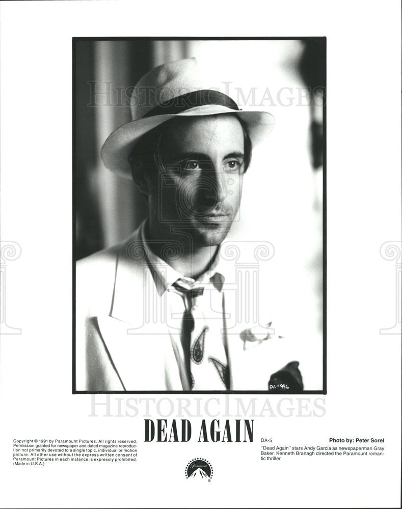 1991 Press Photo Copy Andy Garcia As Gray Baker In &quot;Dead Again&quot; - Historic Images