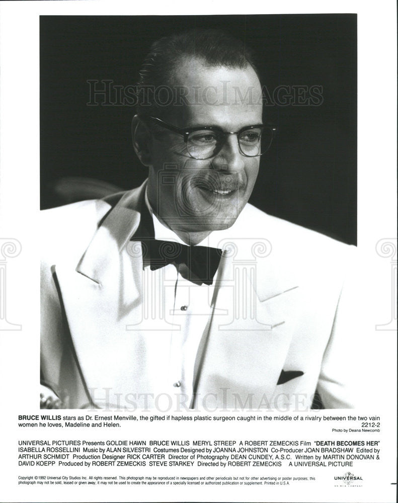 1992 Press Photo Bruce Willis Actor Death Becomes Her - Historic Images