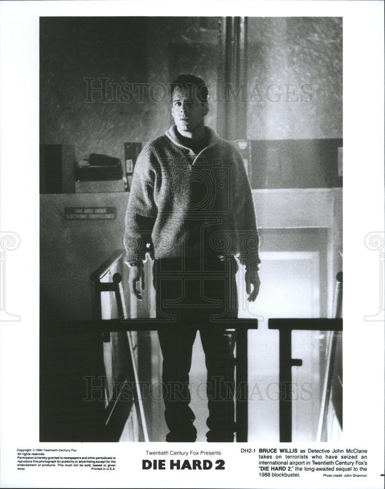 1990 Press Photo Bruce Willis Actor Action Film Movie Die Hard 2 John McClane - Historic Images