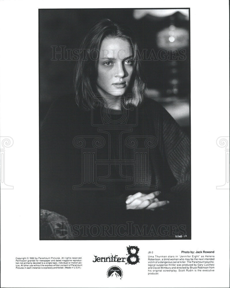 1992 Press Photo Uma Thurman Actress Jennifer 8 Psychological Suspense Thriller - Historic Images