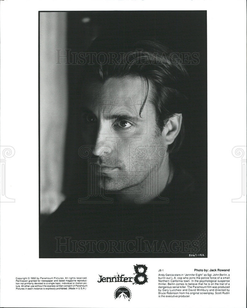 1992 Press Photo Andy Garcia Actor Jennifer 8 Psychological Suspense Thriller - Historic Images