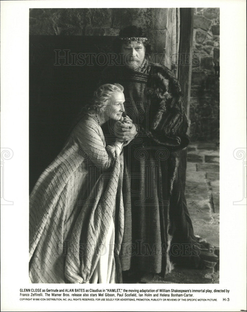 1990 Press Photo Glenn Close Alan Bates Actors Hamlet - Historic Images