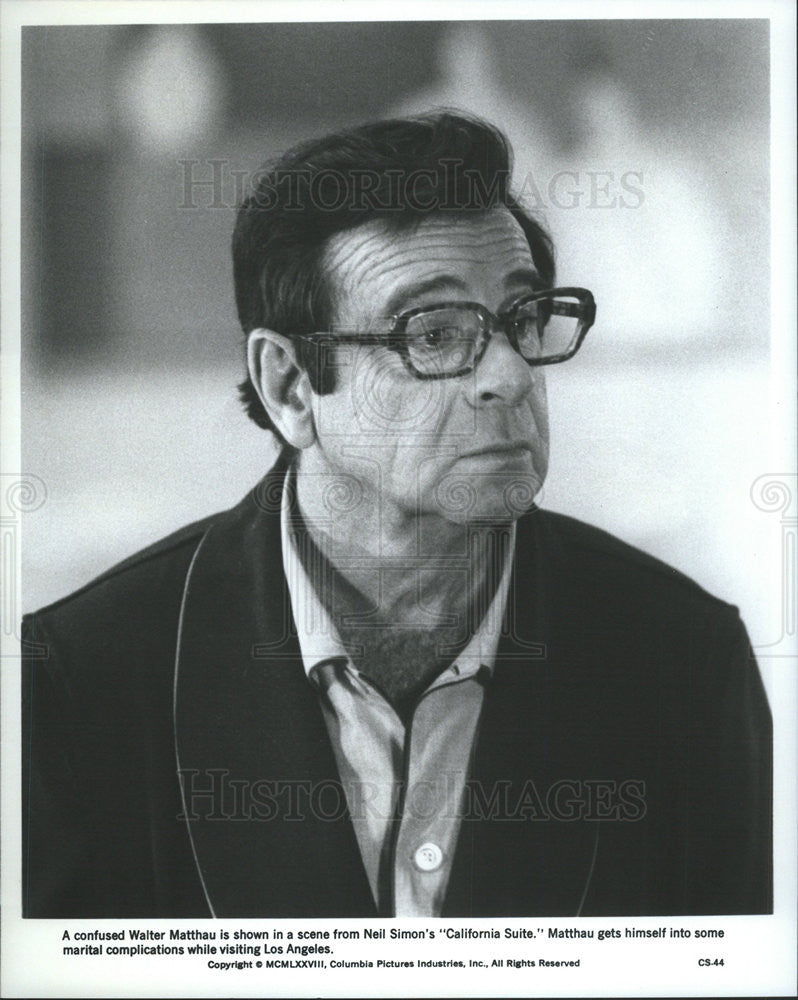 1978 Press Photo Walter Matthau in &quot;California Suite&quot; - Historic Images