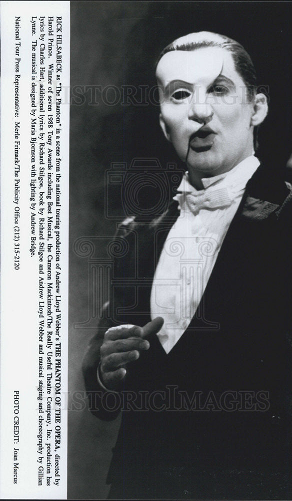 Press Photo The Phantom Of The Opera Play Tour Actor Rick Hilsabeck As Phantom - Historic Images