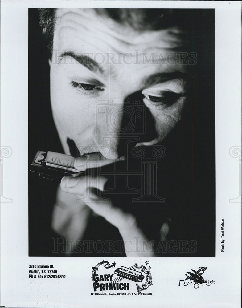 Press Photo Harmonica Player Gary Primich of Flying Fish - Historic Images