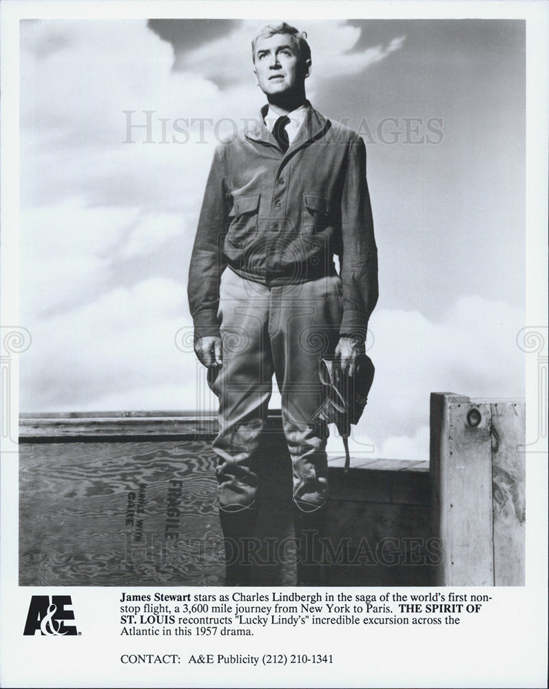 Press Photo James Stewart plays Charles Lindbergh in The Spirit Of St. Louis - Historic Images