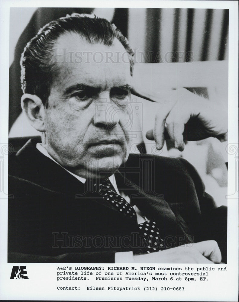 Press Photo Richard M. Nixon Former President A&amp;E Biography - Historic Images