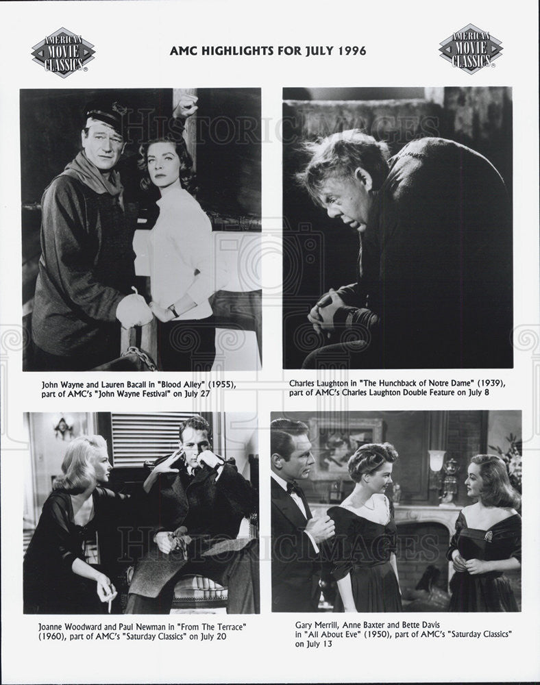 1996 Press Photo John Wayne Laruen Bacall Blood Alley Charles Laughton Hunchback - Historic Images