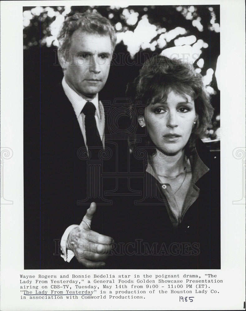 1985 Press Photo Wayne Rogers Bonnie Bedelia Actors The Lady From Yesterday - Historic Images