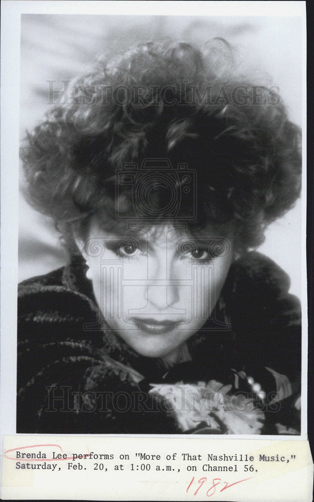 1982 Press Photo Brenda Lee Singer Pop Rockabilly Country Music Nashville - Historic Images