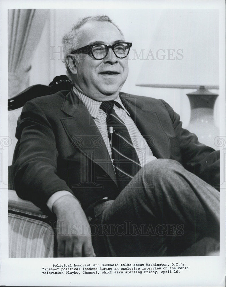 Press Photo Political Humorist Art Buchwald in a interview - Historic Images