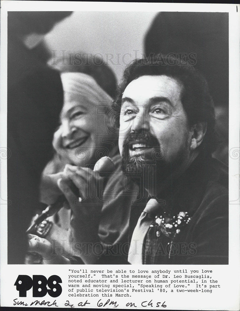 Press Photo Dr. Leo Buscaglia noted educator and lecturer of human potential - Historic Images