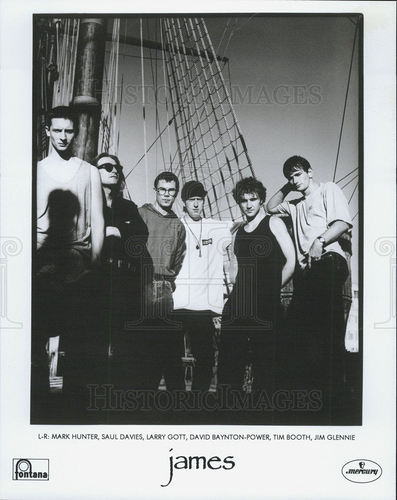 Press Photo James Band Mark Hunter Saul Davies Larry Gott Tim Booth Jim Glennie - Historic Images