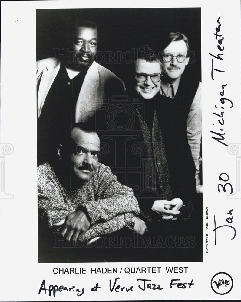 Press Photo Verve Recording Artist Charlie Haden With Quartet West - Historic Images
