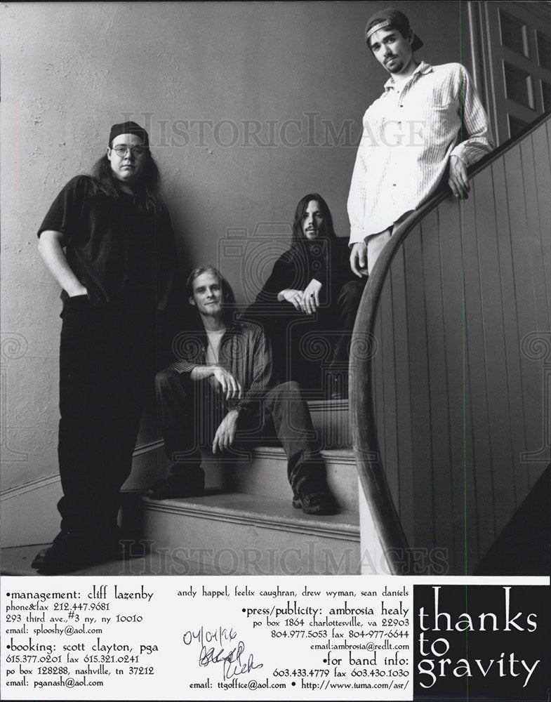 1996 Press Photo Members of &quot;Thanks to Gravity&quot; Band - Historic Images