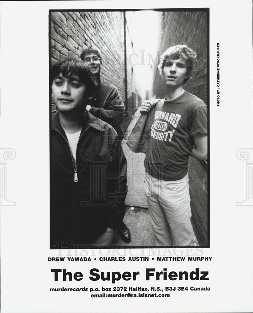 Press Photo Drew Yamada, Charles Austin, Matthew Murphy &quot;The Super Friendz&quot; - Historic Images