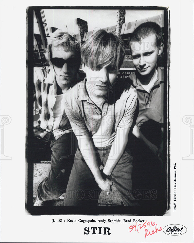 1996 Press Photo Kevin Gagnepain, Andy Schmidt, and Brad Booker of Stir - Historic Images