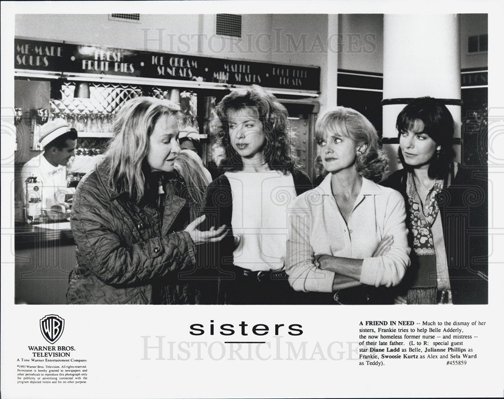 1993 Press Photo Frankie helps Belle Adderly to the dismay of her sisters. - Historic Images