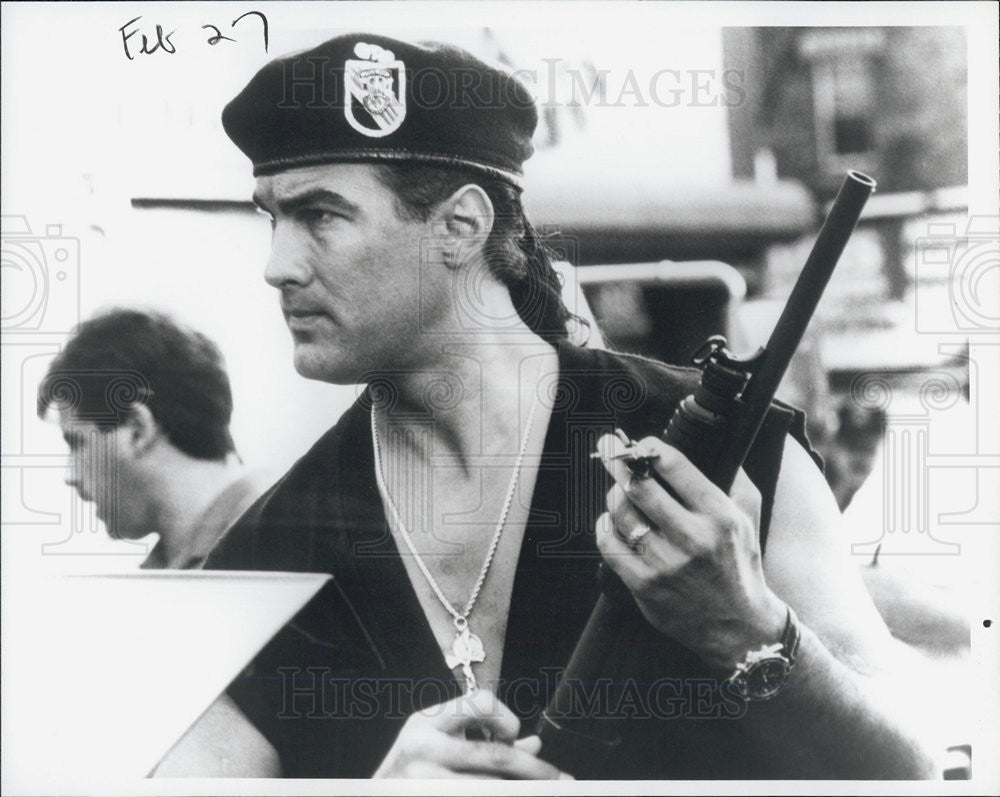 Press Photo of NBC-TV movie Premier&quot;Out for Justice&quot; stars Steven Seagal - Historic Images