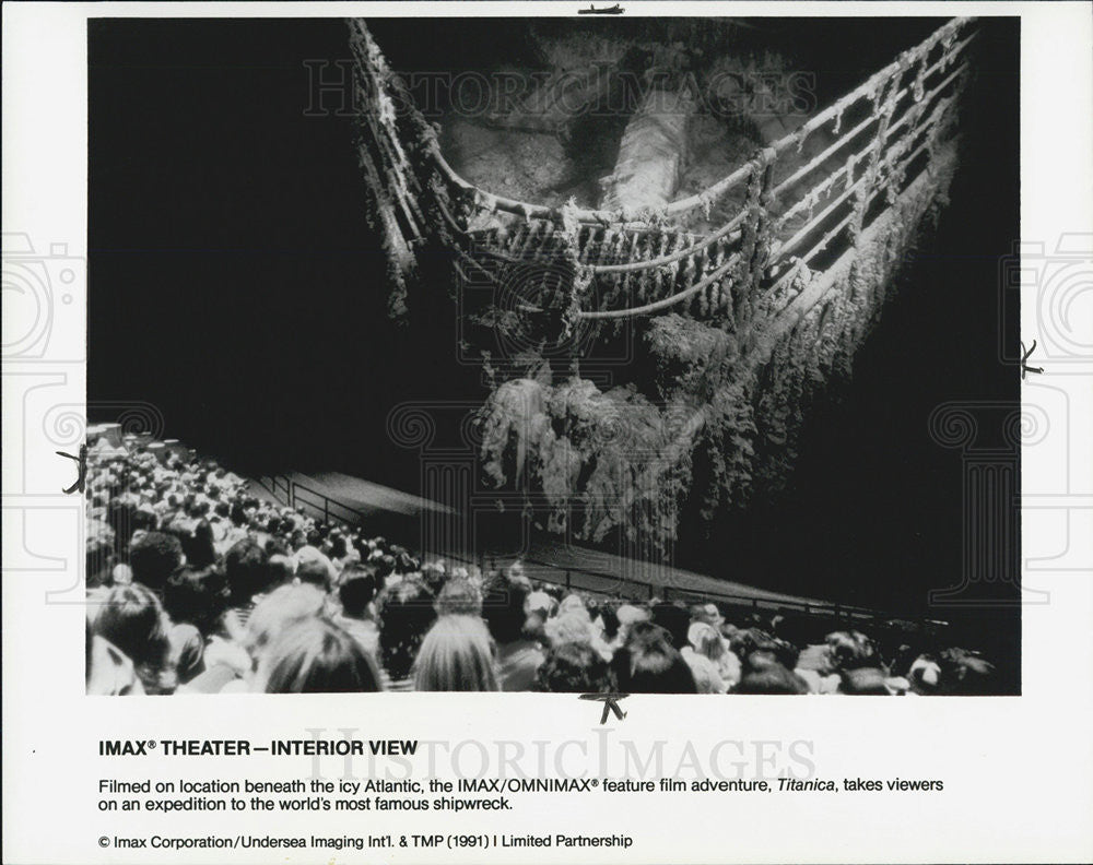 1991 Press Photo IMAX Theater Interior View &quot;Titanica&quot; Film Audience Movie - Historic Images