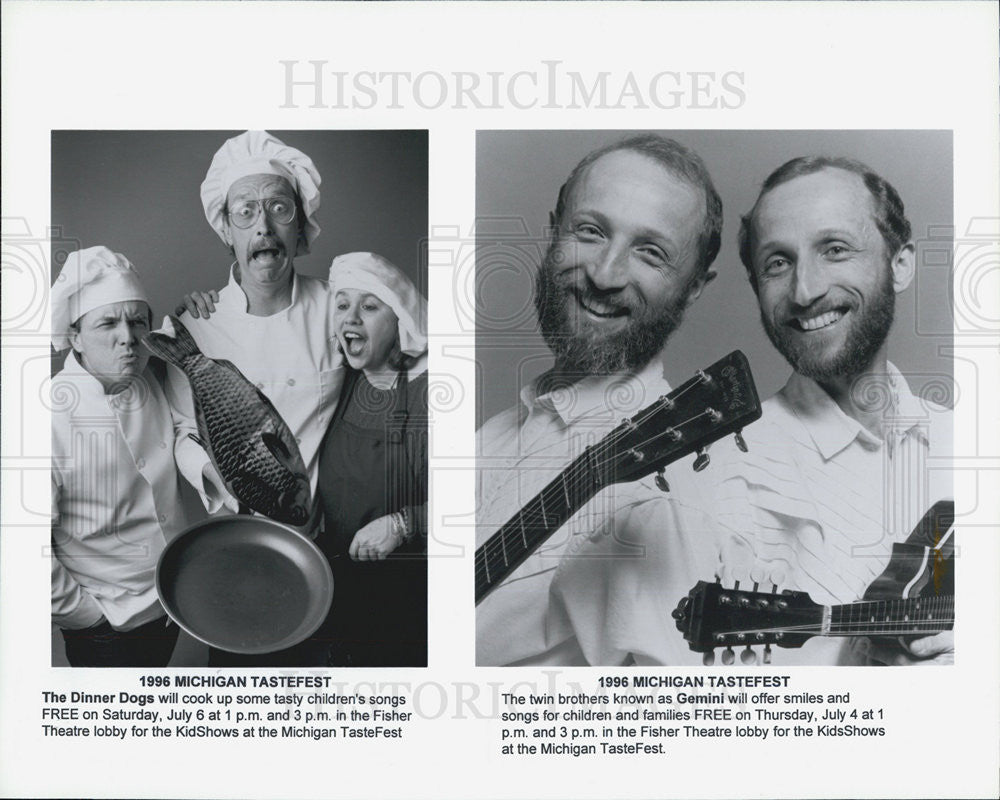 1996 Press Photo Entertainers The Dinner Dogs And Gemini At Michigan Tastefest - Historic Images