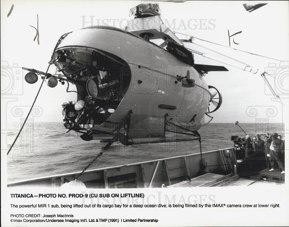 1991 Press Photo MIR Submarine Takes Deep Ocean Dive For Titanica IMAX Movie - Historic Images