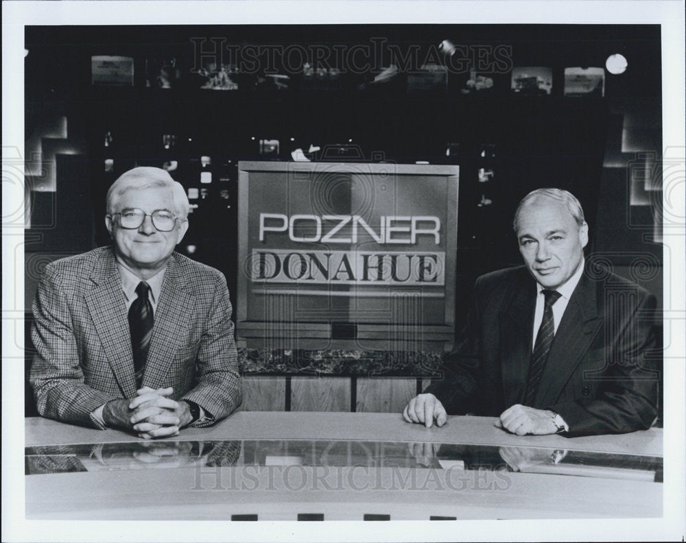 Press Photo Phil Donahue And Vladimir Pozner Host CNBC Pozner/Donahue Show - Historic Images