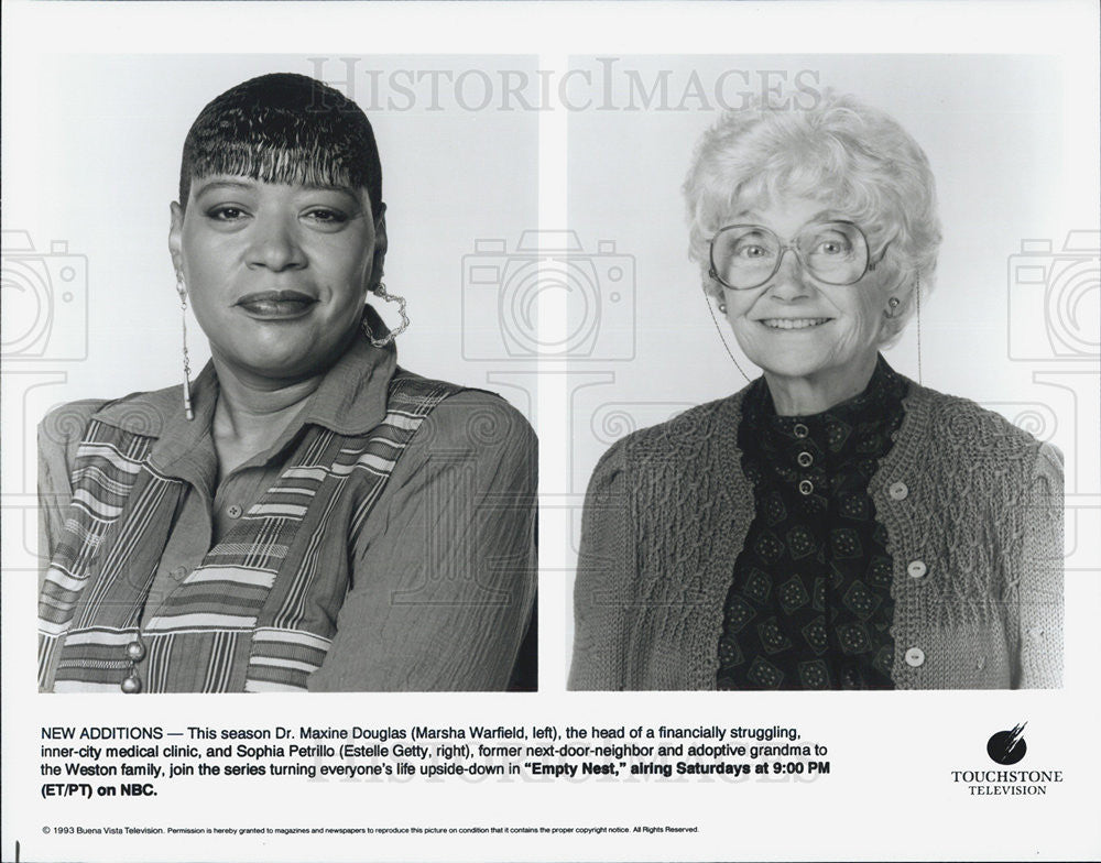 1993 Press Photo Marsha Warfield and Estelle Getty Star in &quot;Empty Nest&quot; - Historic Images