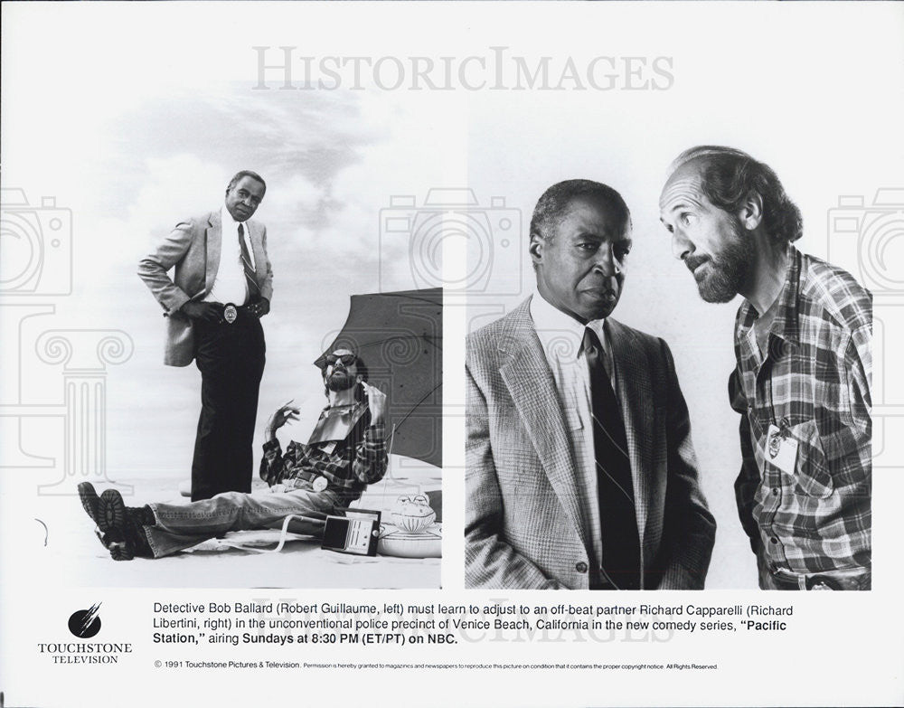 1991 Press Photo Actors Robert Guillaume &amp; Richard Libertini &quot;Pacific Station&quot; - Historic Images