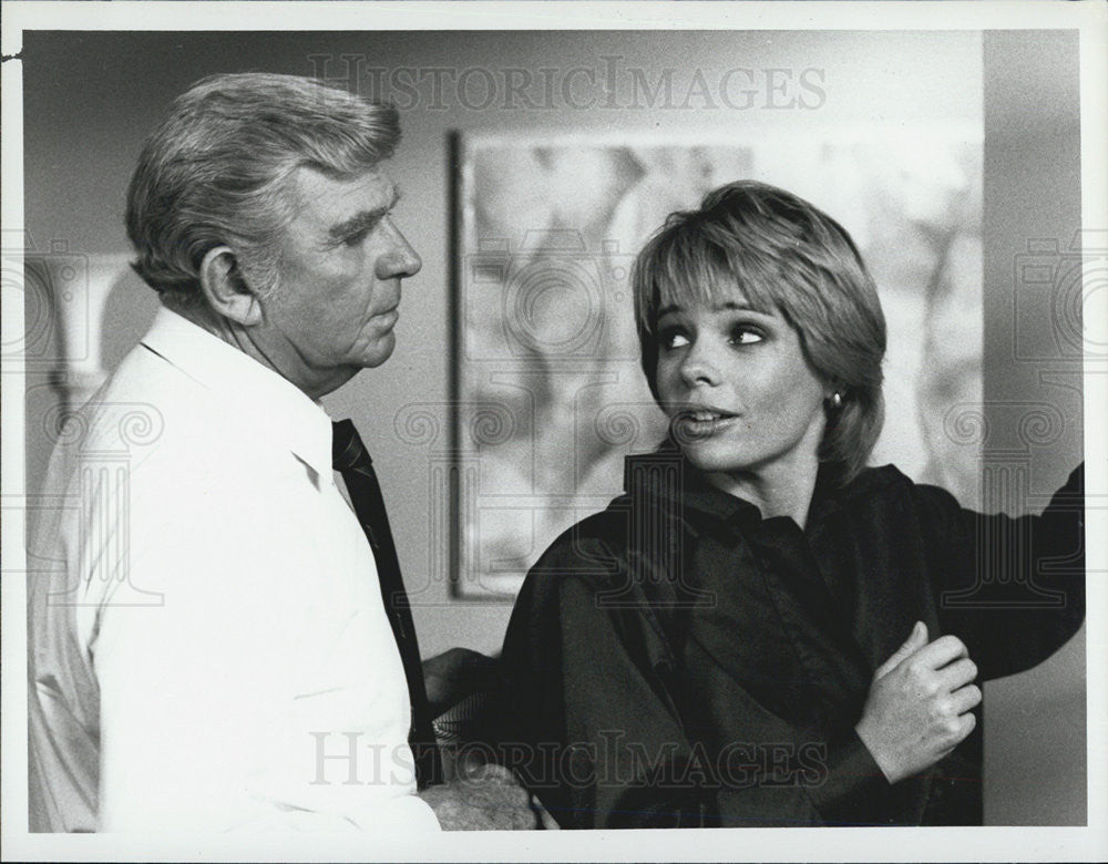 1986 Press Photo Actors Andy Griffith And Lori Lethin Star In NBC Show Matlock - Historic Images