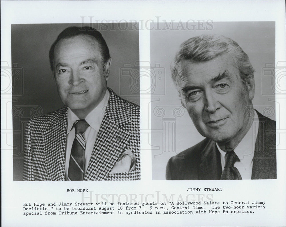 Press Photo Bob Hope &amp; Jimmy Stewart &quot;A Hollywood Salute to General Jimmy Doolit - Historic Images