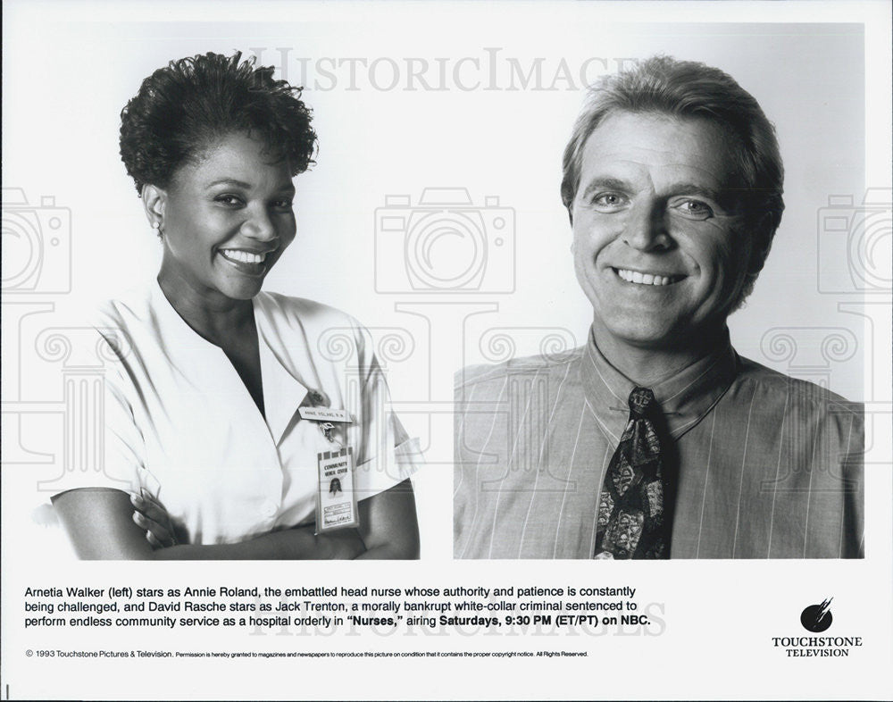 1993 Press Photo Arnetia Walker as Annie Roland And David Rasche as Jack Trenton - Historic Images