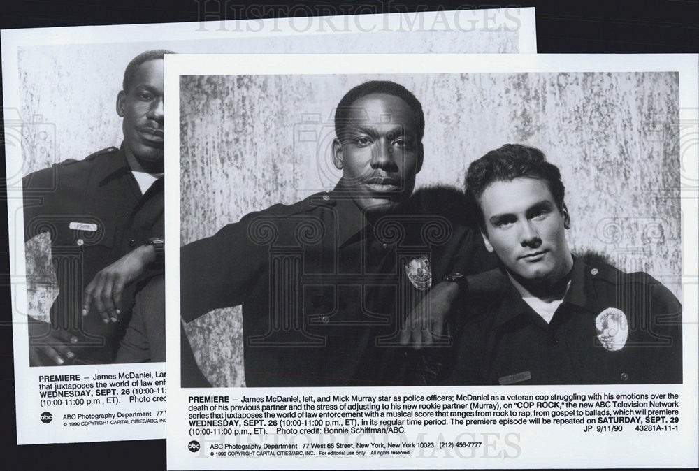 1990 Press Photo James McDaniel Mick Murray Actors on Cop Rock Tv show - Historic Images