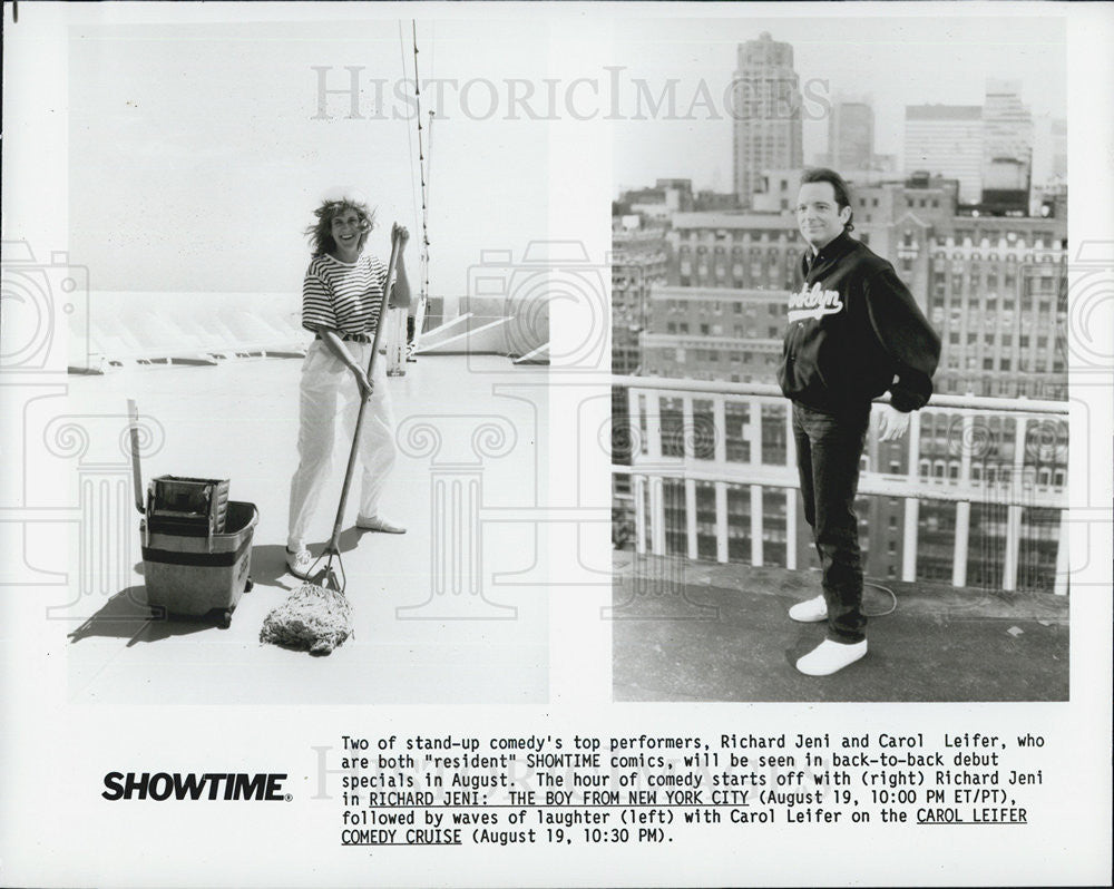 Press Photo Richard Jeni &amp; Carol Leifer, &quot;Resident&quot; Showtime Comics - Historic Images