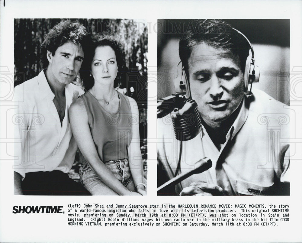 Press Photo John Shea, Jenny Seagrove in Harlequin Romance Movie: Magic Moments - Historic Images