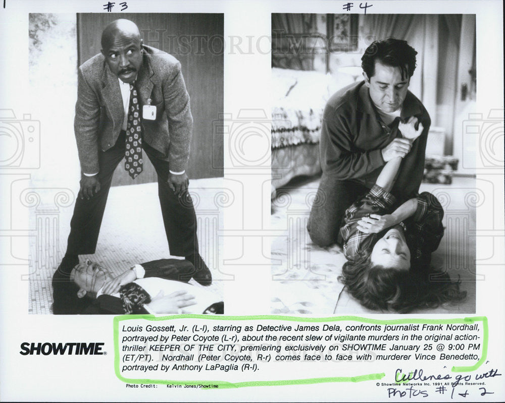 1991 Press Photo Louis Gossett Junior Frank Peter Coyote Anthony LaPaglia Actors - Historic Images