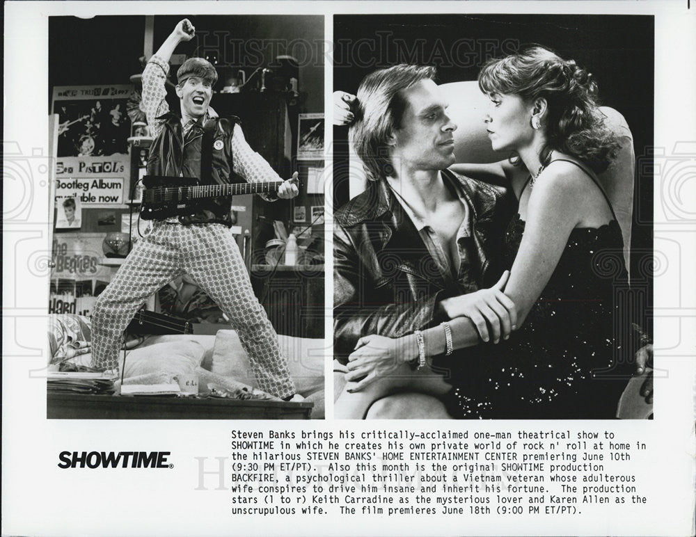 Press Photo (R)Steven Banks&#39; one-man theatrical show (L)Showtime &quot;Backfire&quot; - Historic Images