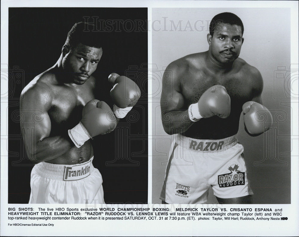 Press Photo WBA Welterweight Champ Meldrick Taylor &amp; Heavyweight &quot;Razor&quot; Ruddock - Historic Images