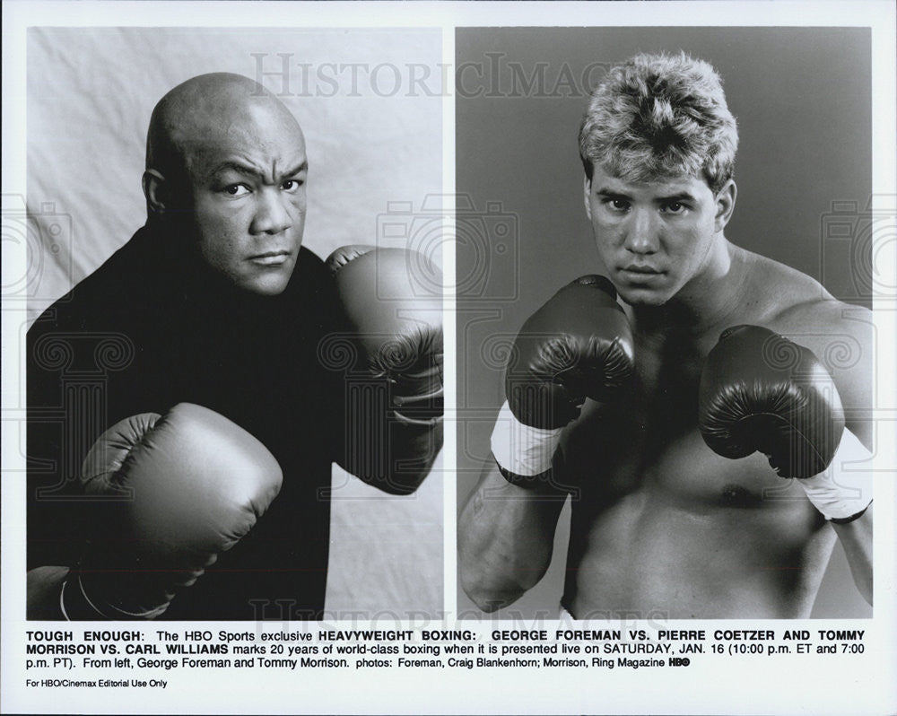 Press Photo George Foreman Tommy Morrison Boxers - Historic Images