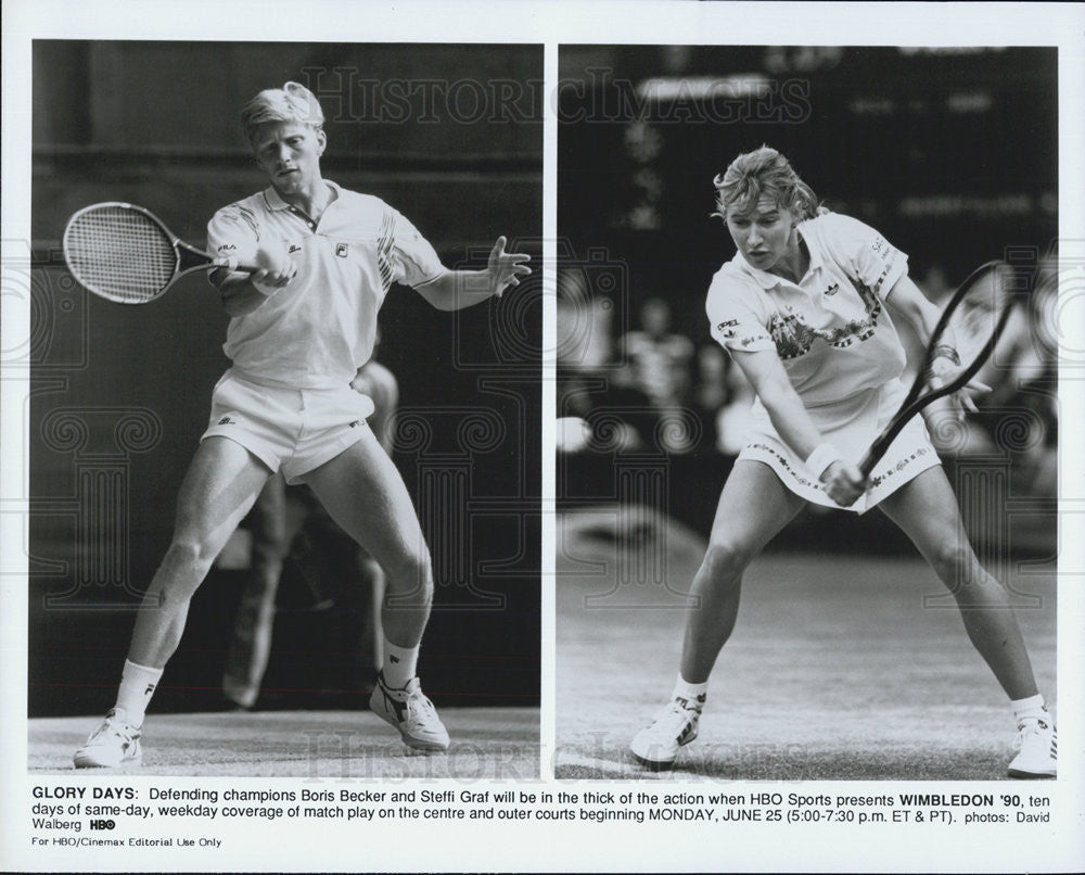 Press Photo Boris Becker Steffi Graff Tennis Players Wimbledon &#39;90 - Historic Images